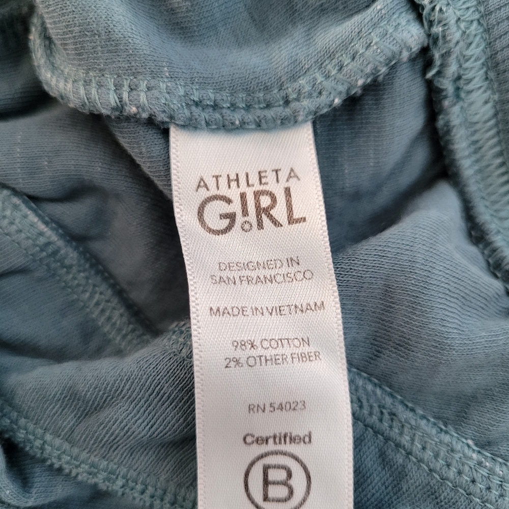 Athleta Girl Beachy Scrunch Pullover Crew Neck‎ Sweatshirt Teal Blue XL 14 - Picture 12 of 13